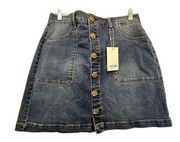 Kensie Jeans Women's Mini Skirt Sz 10/30 Button Down Denim Pockets NWT MSRP $58