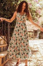 Lost + Wander Island Hopper Mint Floral Tropical Sleeveless Maxi Dress M