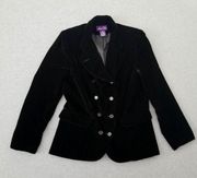 Hunt Club Velvet Blazer Women 12 Black Long Sleeve Buttons