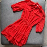 Nanette Lepore  // Red Tiered Tie Neck Dress