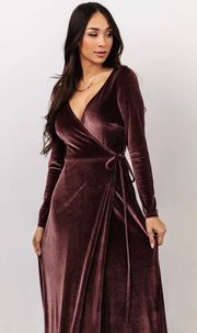 Velvet Wrap Maxi Dress
