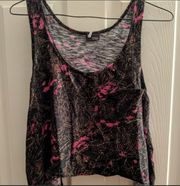 Floral Crop Top Tank Sleeveless Boho High-Low Cut Size Medium