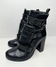 AllSaints Boots Womens Size 6US 37EUR Leather Quilted Black Heeled Booties