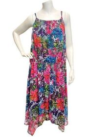 Lane Bryant Floral Gauze Sundress Sz 22/24 Spaghetti Strap Summer Dress