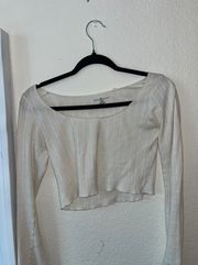 Cropped Tan Square Neck Long Sleeve