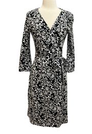 Diane Von Furstenberg DVF Julian Wrap Dress Silk Cotton Floral Black Ivory 4