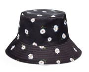 NWT Alice + Olivia Reversible Bucket Hat in Black Daisy Print / White