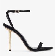 Velvet Metal Heel Sandals