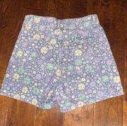 Zara Purple Floral Denim Shorts size 6. Button up. High waist