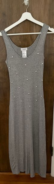 UO Gray Rayon Metal Decoration Tank Top Maxi Dress, size XS