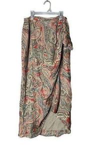 Jones New York Signature 100% Silk Paisley Wrap Style Skirt Size 4 NWT