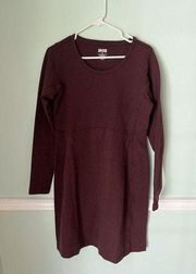 Duluth Trading Dress Womens Medium Burgundy Long Sleeve Wearwithall Casual