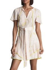 NWT  Carlotta Tie Waist Flippy Blush Mini Dress