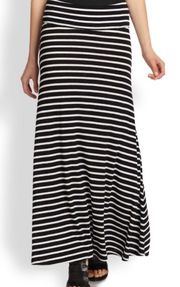 MAXAZRIA Black & White Striped XS Maxi Skirt