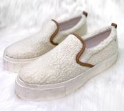 Cool Planet  COSMO-S cream ivory fluffy fuzzy slip on sneakers 7.5M