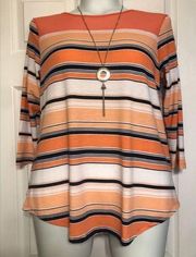 Bobbie Brooks Size S Ladies' Stripe Tunic Top + Necklace NEW