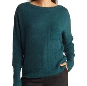 Caslon Plush Dolman Sleeve Pullover Sweater Green Large