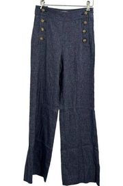 Derek Lam 10 Crosby Indigo Wide Leg Sailor Pant 2 New