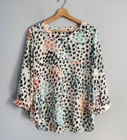 Van Heusen Colorful Animal Print Sheer Lightweight Pullover Top Size L