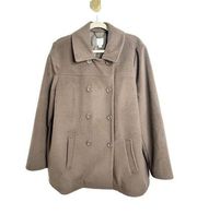 J.JILL Women's Wool Blend Peat Taupe Brown Pea Coat Peacoat XL