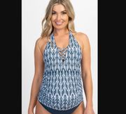 Blue Print Crisscross Maternity Tankini Halter Top S