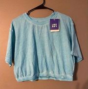 JoyLab Womens Short Sleeve Cinched Cropped Top  Blue Size Medium NWT