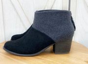 Leila Bootie Ankle Boot Wool Suede Colorblock Gray Black 7.5