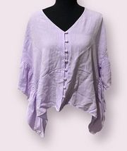 Crosby Mollie Burch Purple Ruffle Sleeve Oversized Crop Size S