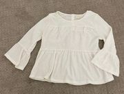 MELLODAY  White Knit Ruffle Tier Long Sleeve Top Small