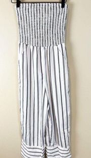 Ali & Jay Black and White Striped Culotte Jumpsuit