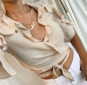 NWT Size medium  beige wrap top!