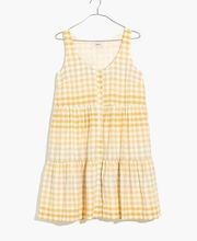 EUC Madewell Plaid Button-Front Tiered Mini Dress Size L