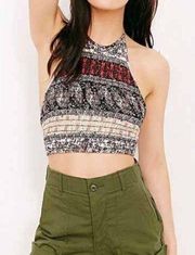 URBAN outfitters Ecote Printed Smocked High-Neck Bra Top
