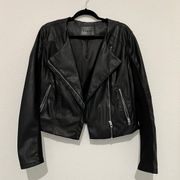 Faux Leather Moto Biker Jacket, Blank NYC Size XL Silver Zippers
