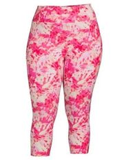 TERRA & SKY Womens Capri Leggings Size 2X 20W-22W High Rise Tie Dye Pink…