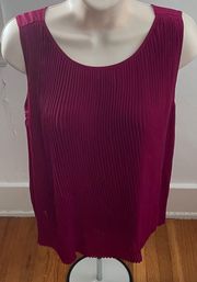 Maroon Pleated Lined Sleeveless Blouse Top, size XS