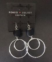 Romeo & Juliet Shimmery Black Ball & Double Hoops