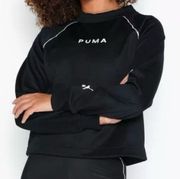 PUMA XTG Black Crew Neck Crop Sweatshirt Athletic LS Top Size M