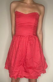 Kimchj Blue red polka dot corset bustier boning A line sweetheart strapless dress S