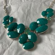 Dana Buchman Statement Necklace Teal Rhinestones Matching Earrings Set Faceted