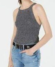 Ultra Flirt Knit Tank Top Black White Marl