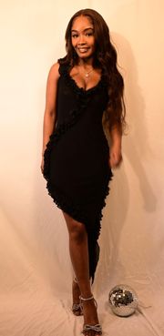 Black Asymmetric Cocktail Dress