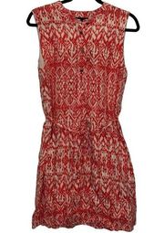 Cynthia Rowley Red Belted Sleeveless 100% Linen Knee Length Dress Size 12 New