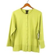 NWT Grace Elements Button Front Cardigan Preppy Green Sweater XXL