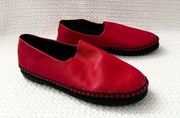 Opening Ceremony Red Leather Black Espadrille Sole Flatform Flats Shoes 40