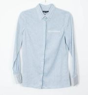 Brooks Brothers Long Sleeve Linen Blend Button Down Chambray Shirt Womens Size 4