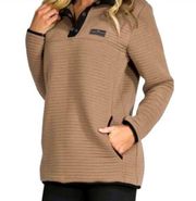 Simply Southern  Ribbed Pullover Jacket Mocha Black Trim size Medium