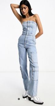 Denim Cargo Jumpsuit