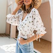 Petal & Pup Distant Sun Animal Print Boho Wrap Detail Top 2