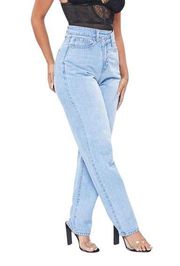 NWT YMI Dream Collection Asymmetric Straight Leg Jeans in Medium Wash